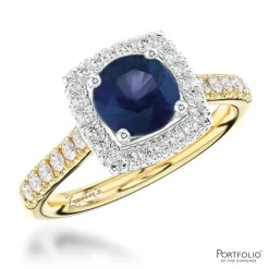 Cluster 0.81ct Sapphire Yellow Gold/Platinum Ring