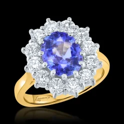 Cluster 2.45ct Sapphire Yellow Gold Ring
