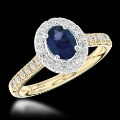 Cluster 0.70ct Sapphire Yellow Gold/Platinum Ring