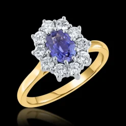 Cluster 0.84ct Sapphire Yellow Gold Ring