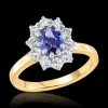 Cluster 0.74ct Sapphire Yellow Gold Ring