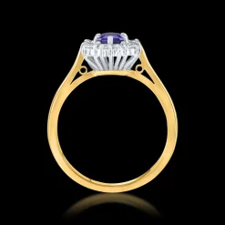 Cluster 0.68ct Sapphire Yellow Gold Ring