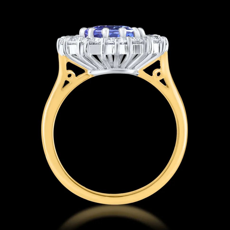 Cluster 2.45ct Sapphire Yellow Gold Ring