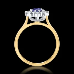 Cluster 0.84ct Sapphire Yellow Gold Ring