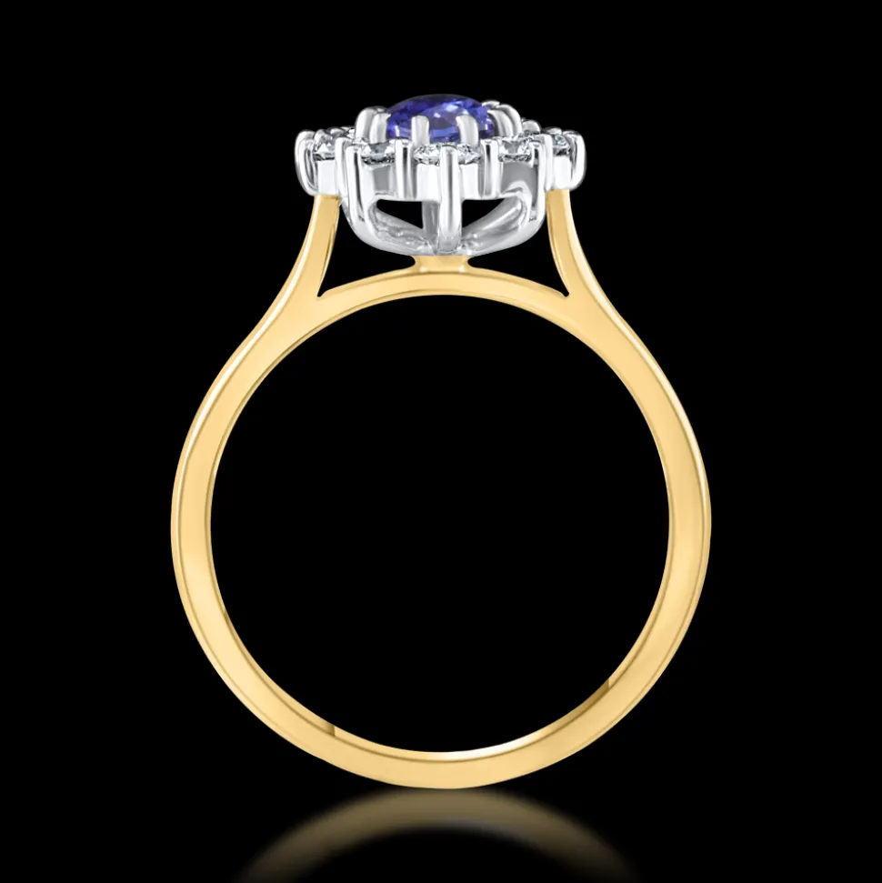 Cluster 0.84ct Sapphire Yellow Gold Ring
