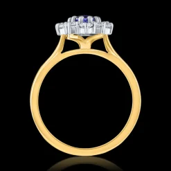 Cluster 0.74ct Sapphire Yellow Gold Ring