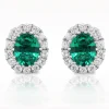 0.40ct Emerald And Diamond White Gold Earrings