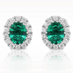 0.40ct Emerald And Diamond White Gold Earrings