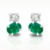 0.94ct Emerald And Diamond White Gold Earrings