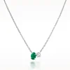 0.82ct Emerald And Diamond White Gold Necklace