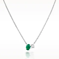 0.82ct Emerald And Diamond White Gold Necklace