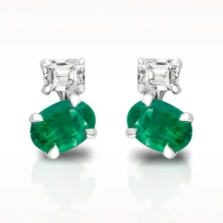 0.94ct Emerald And Diamond White Gold Earrings