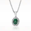 0.26ct Emerald and Diamond White Gold Necklace