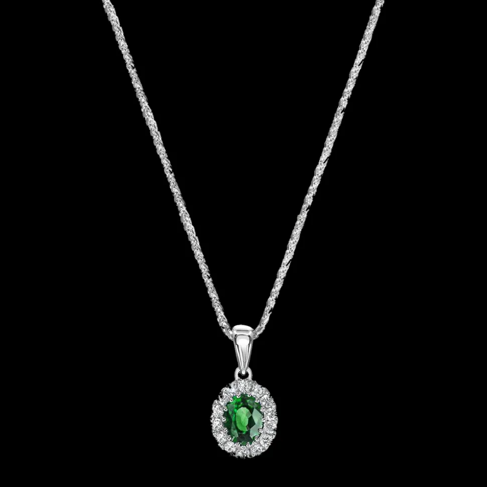 0.26ct Emerald and Diamond White Gold Necklace