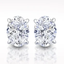 1.40ct F SI1 Oval Cut Diamond 18 Carat White Gold Earrings
