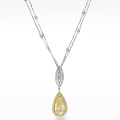2.28ct Fancy Yellow Diamond White Gold Necklace