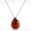 5.96ct Fire Opal And Diamond White Gold Necklace