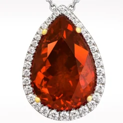 5.96ct Fire Opal And Diamond White Gold Necklace