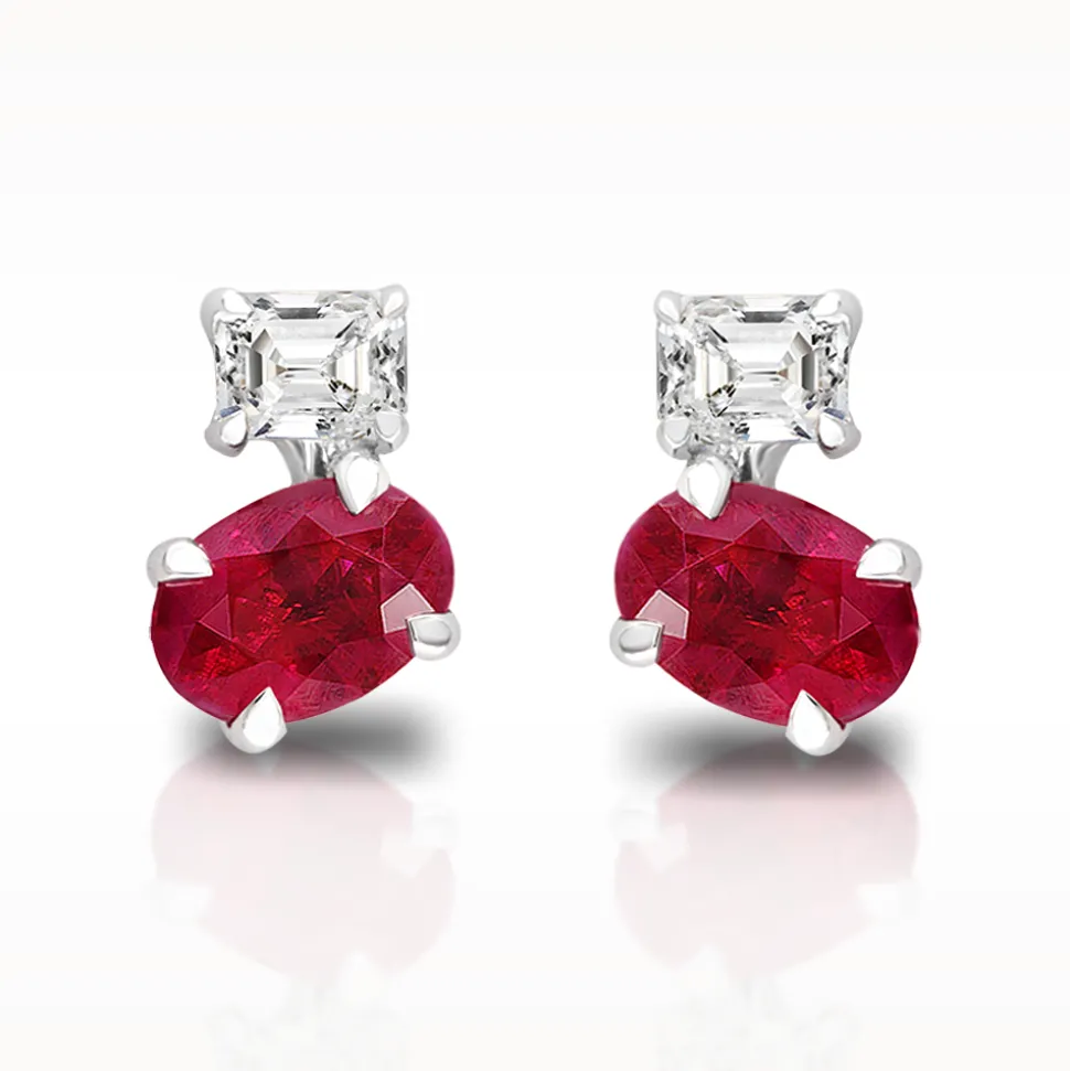 1.26ct Ruby And Diamond White Gold Earrings
