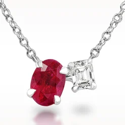 1.00ct Ruby And Diamond White Gold Necklace