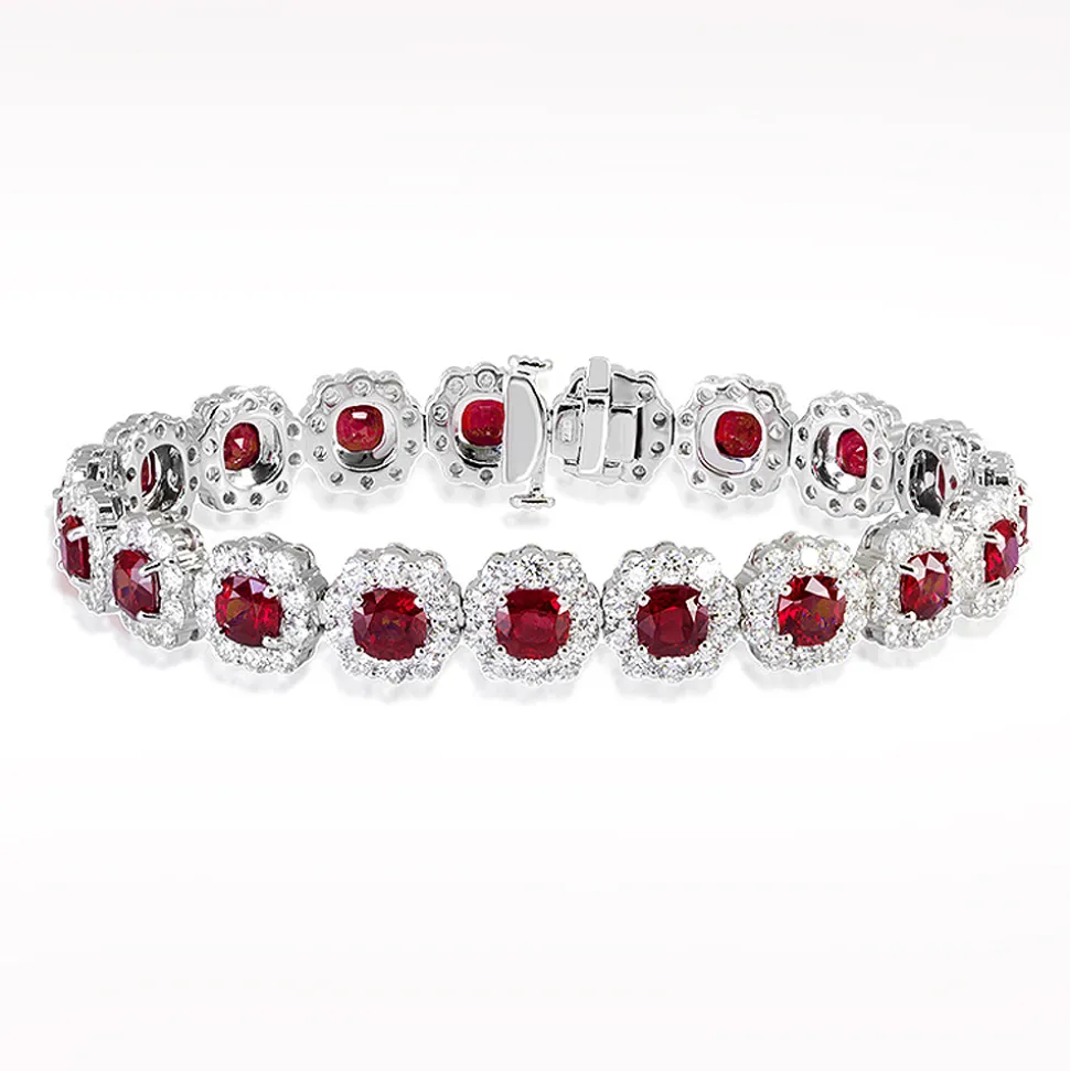 11.19ct Ruby And Diamond White Gold Bracelet