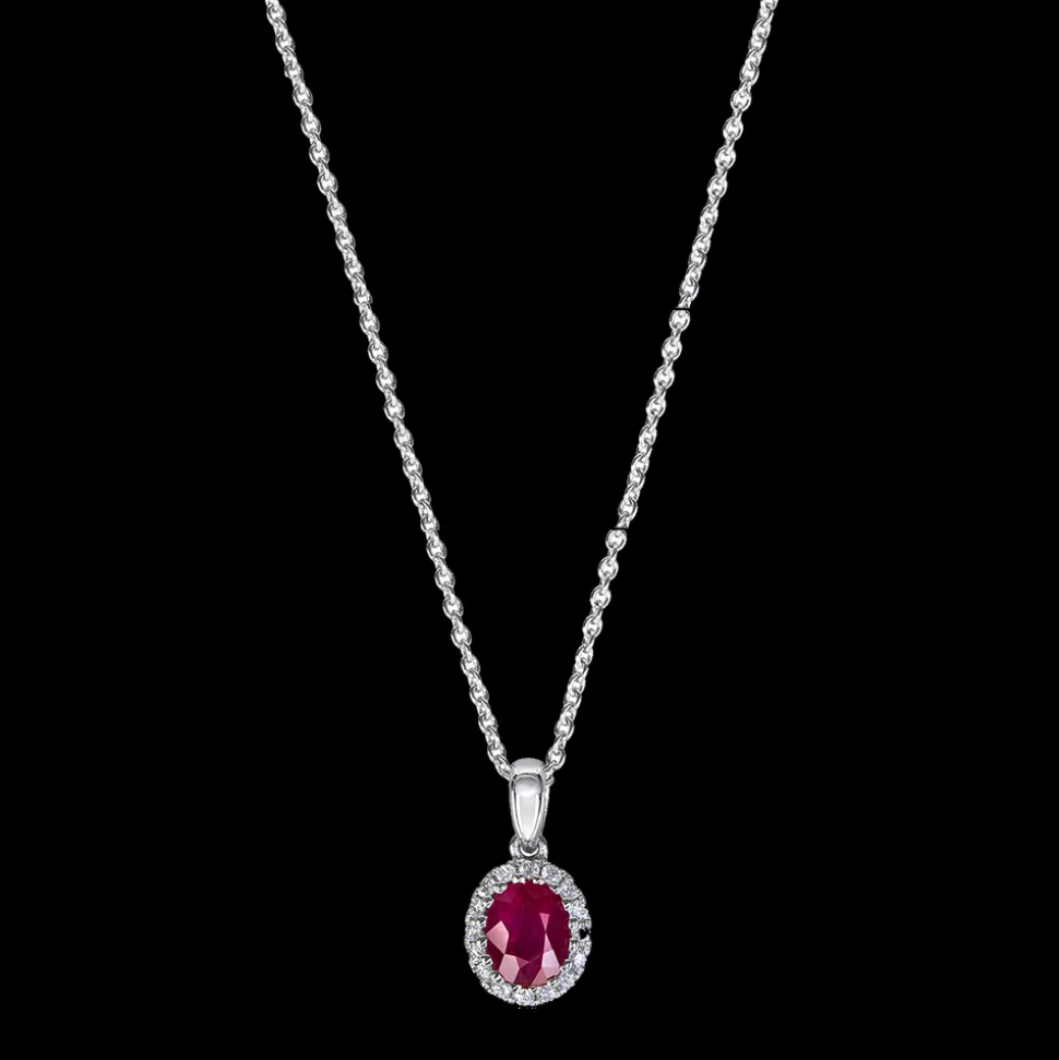 0.81ct Ruby and Diamond White Gold Necklace