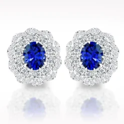 2.82ct Sapphire And Diamond White Gold Earrings