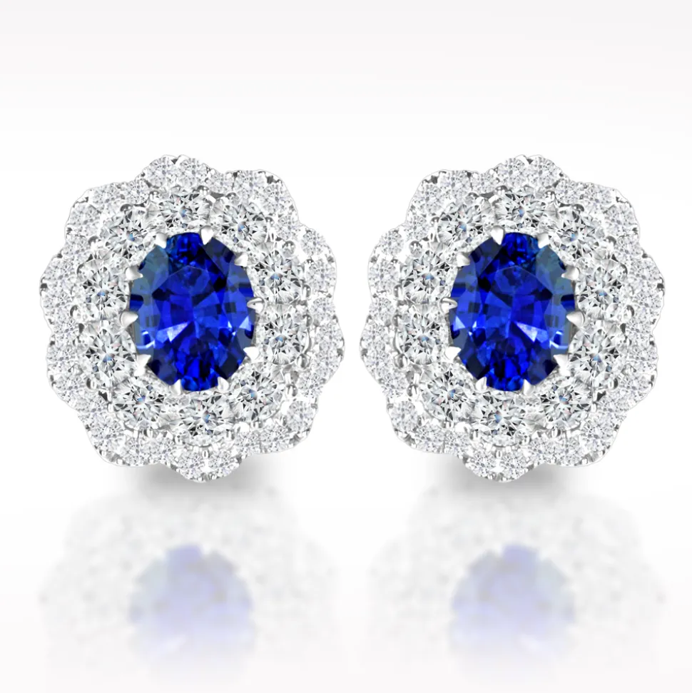 2.82ct Sapphire And Diamond White Gold Earrings