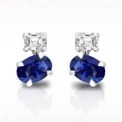 1.30ct Sapphire And Diamond White Gold Earrings