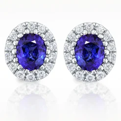 0.59ct Sapphire And Diamond White Gold Earrings