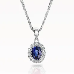 0.45ct Sapphire And Diamond White Gold Necklace
