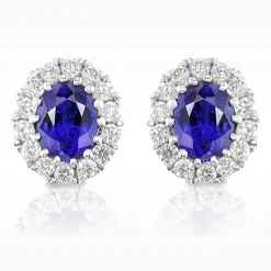 0.88ct Sapphire And Diamond White Gold Earrings