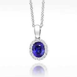 0.72ct Sapphire And Diamond White Gold Necklace