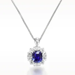5.75ct Sapphire And Diamond White Gold Necklace