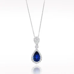 3.02ct Sapphire And Diamond White Gold Necklace