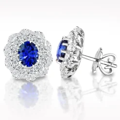 2.82ct Sapphire And Diamond White Gold Earrings