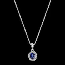 0.45ct Sapphire And Diamond White Gold Necklace
