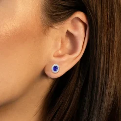 0.59ct Sapphire And Diamond White Gold Earrings