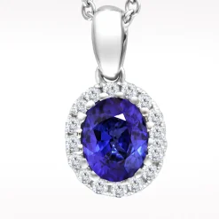 0.72ct Sapphire And Diamond White Gold Necklace