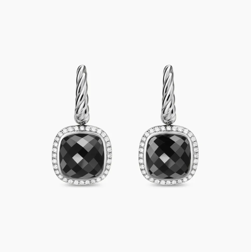 David Yurman Albion® Drop Earrings in Sterling Silver with Black Onyx and Diamonds