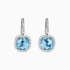 David Yurman Albion® Drop Earrings in Sterling Silver with Blue Topaz and Diamonds