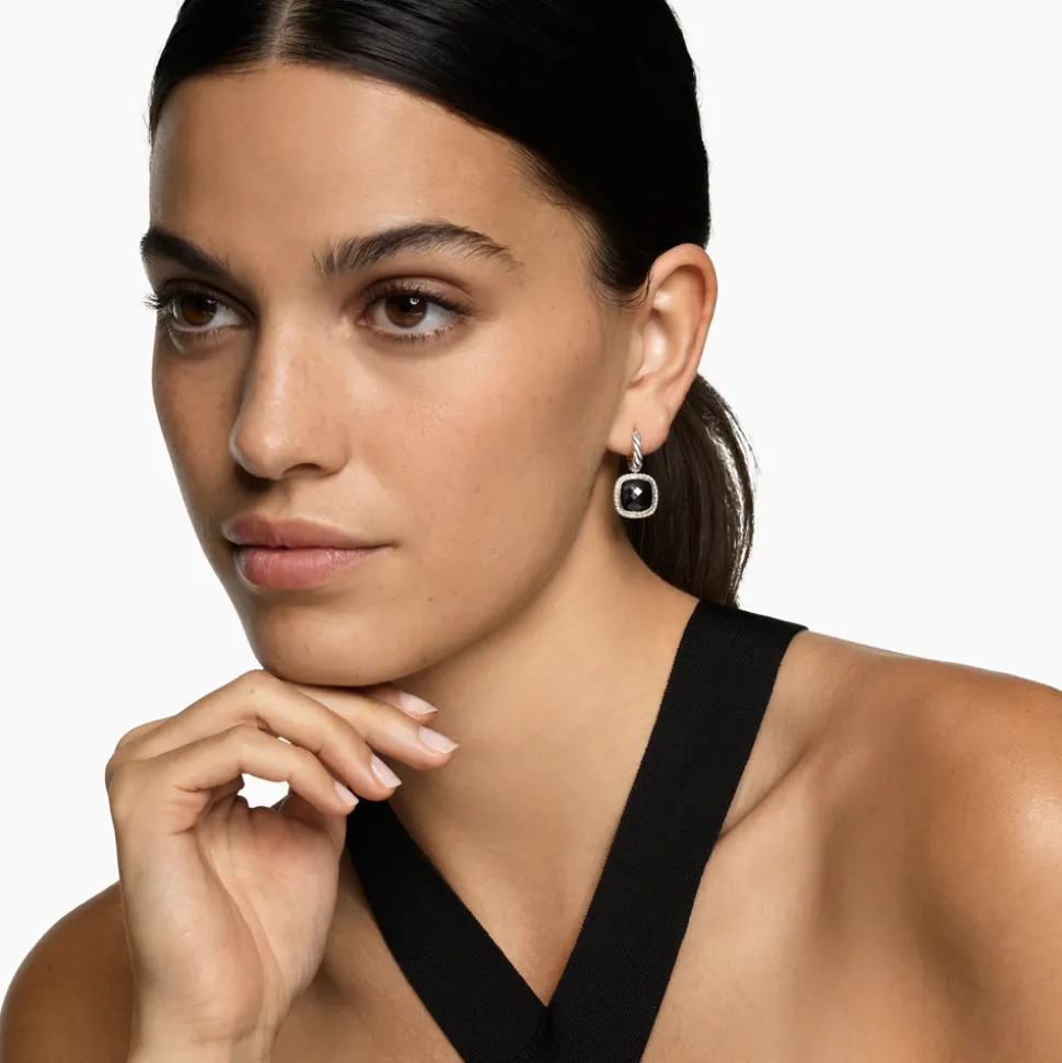 David Yurman Albion® Drop Earrings in Sterling Silver with Black Onyx and Diamonds
