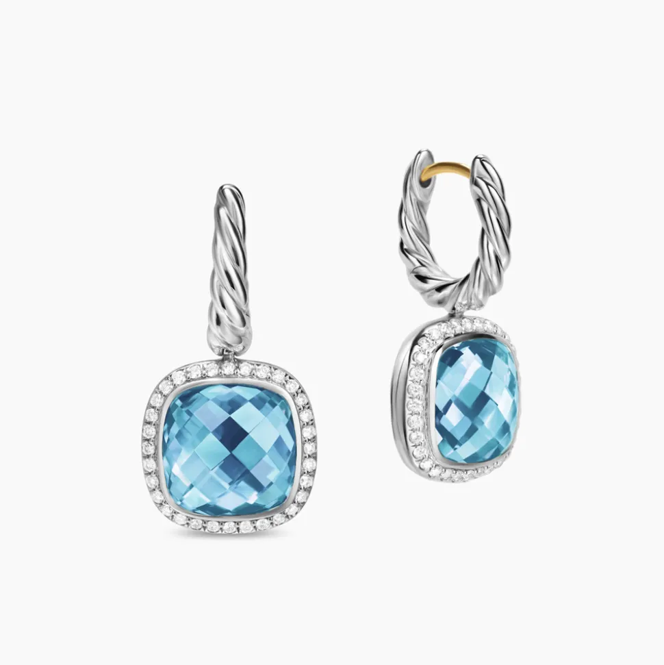 David Yurman Albion® Drop Earrings in Sterling Silver with Blue Topaz and Diamonds