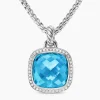 David Yurman Albion® Pendant in Sterling Silver with Blue Topaz and Diamonds