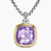 David Yurman Albion® Pendant in Sterling Silver with 18ct Yellow Gold and Amethyst
