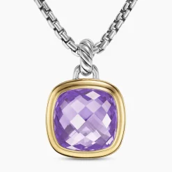 David Yurman Albion® Pendant in Sterling Silver with 18ct Yellow Gold and Amethyst