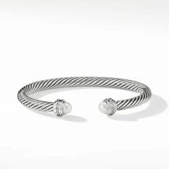 David Yurman Cable Classic Collection Bracelet with Pearls and Diamonds