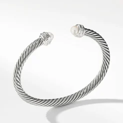 David Yurman Cable Classic Collection Bracelet with Pearls and Diamonds