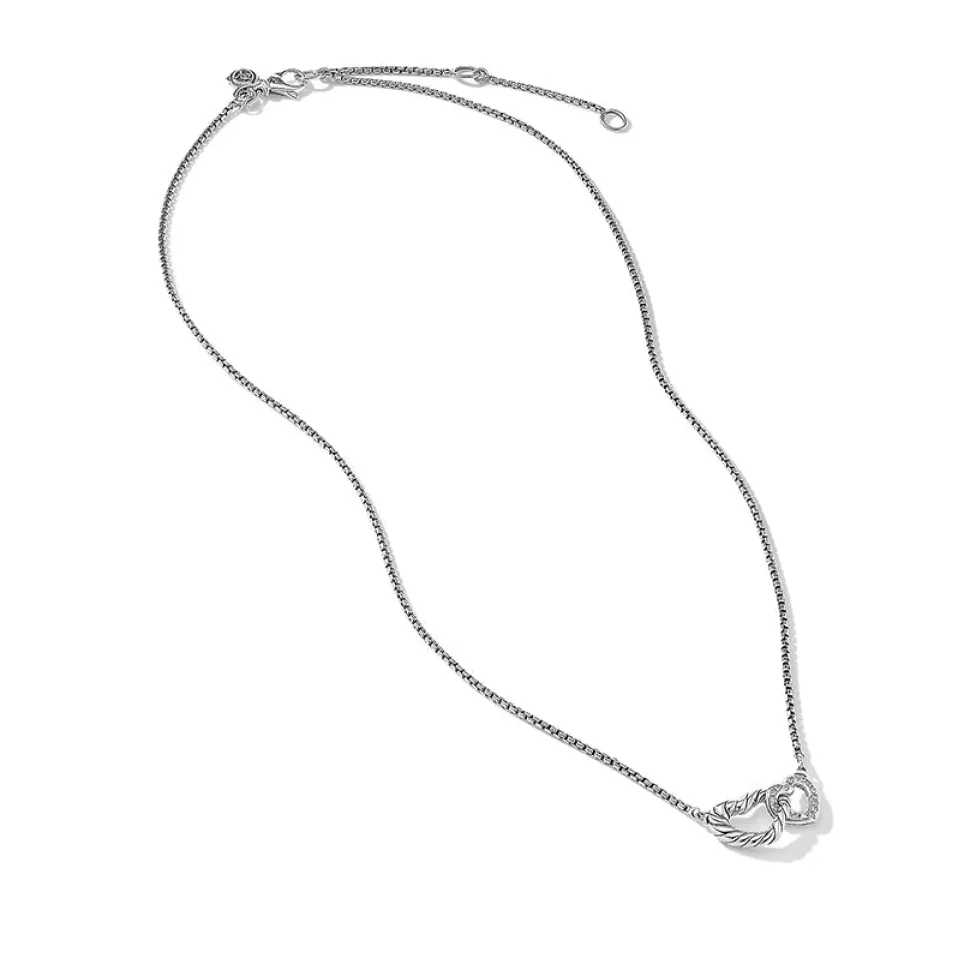 David Yurman Cable Collectibles® Double Heart Necklace with Pavé Diamonds