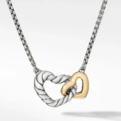 David Yurman Cable Collectibles® Double Heart Necklace with 18ct Yellow Gold